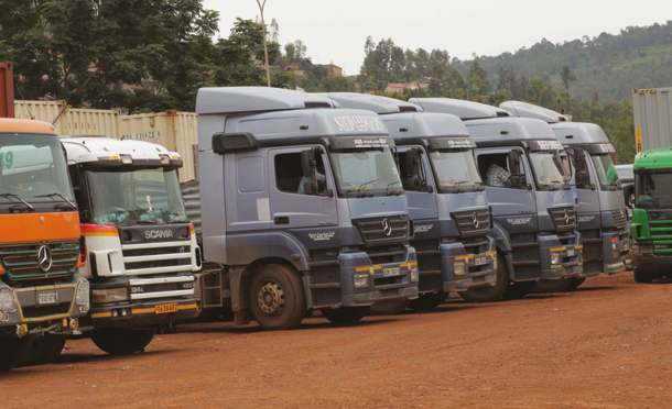 trucks parked in transit yard